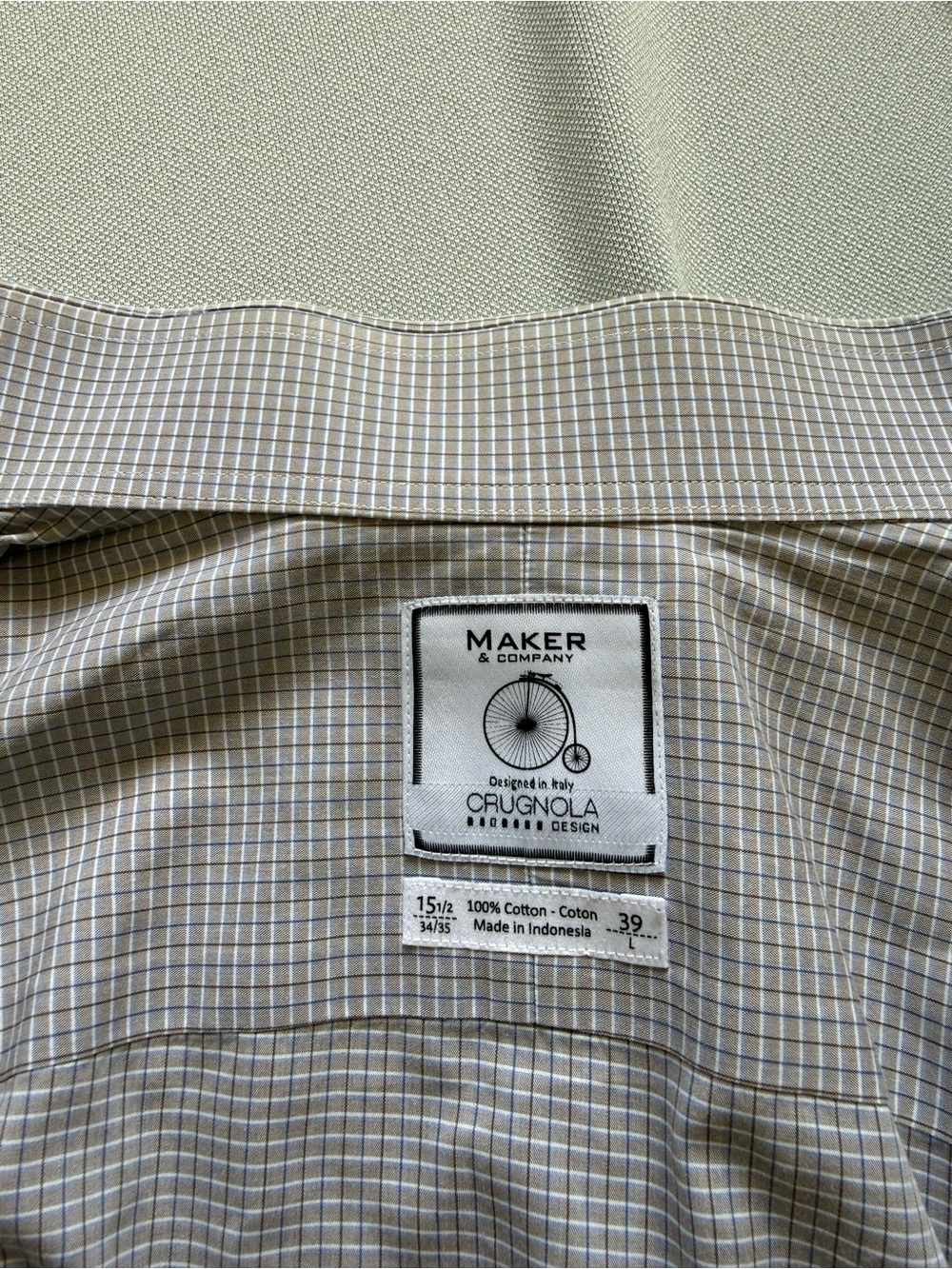 Maker & Company Crugnola Plaid Dress Shirt Mens 15.5 34/35 Medium M